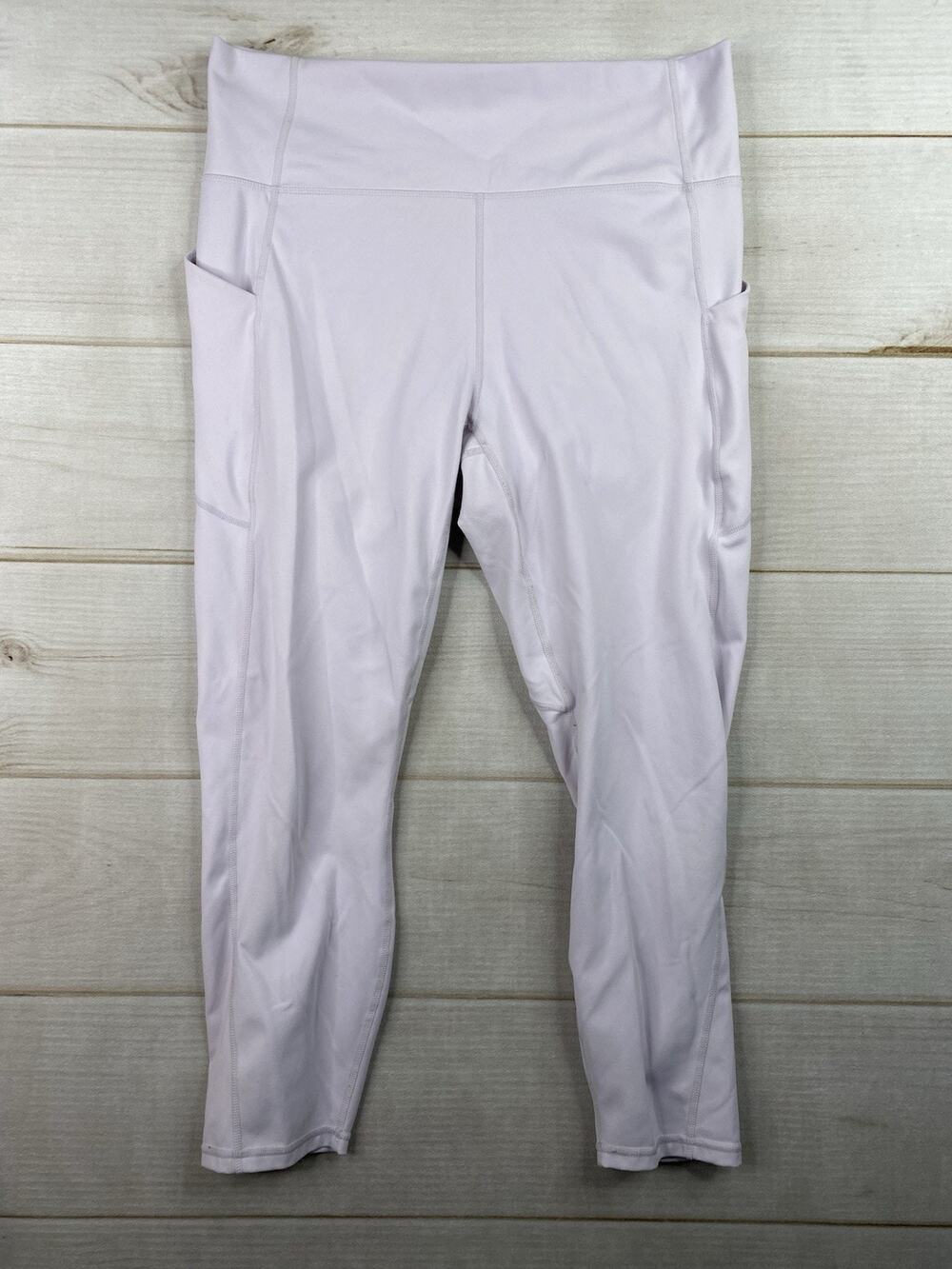 Fabletics Leggings PureLuxe Womens XXL Purple High Waisted Crop Pockets Athletic